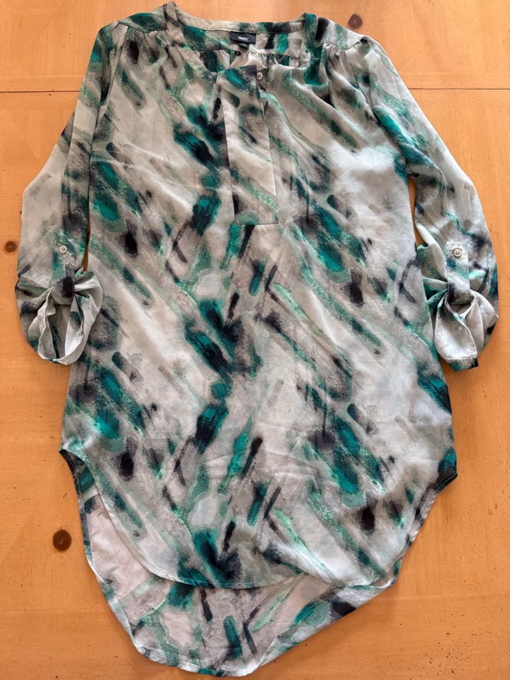 Mossimo Teal, Black and Gray Abstract Print Tunic